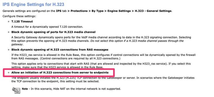 Documentation - Allow an initiation of H.323 connections from server to endpoints