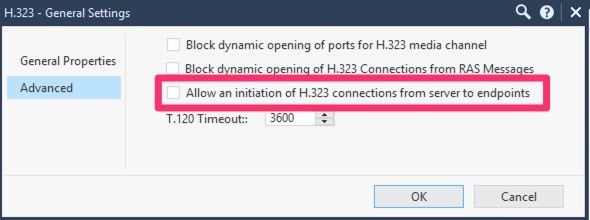 Setting - Allow an initiation of H.323 connections from server to endpoints