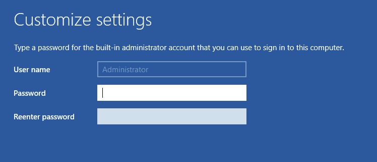 Customize settings - Administrator - Password