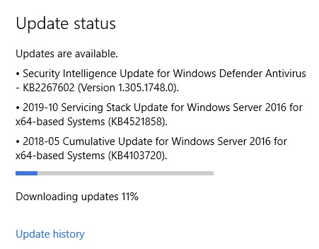 Windows Update Status - Updates are available.