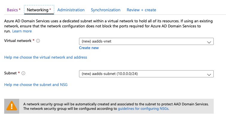 Azure AD Domain Services - Networking