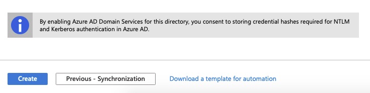 Azure AD Domain Services - Review & Create